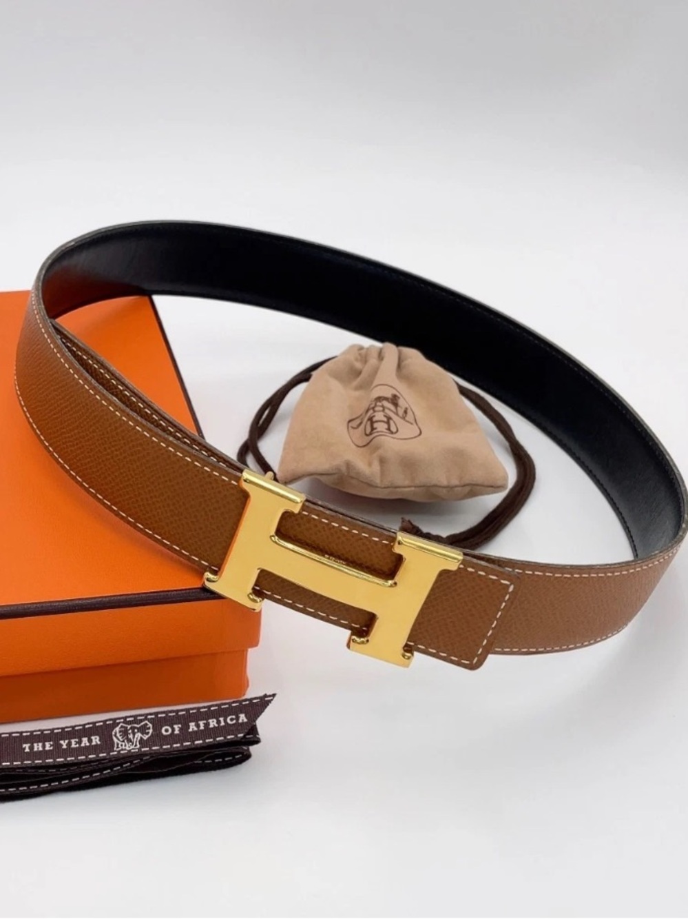 Hermès Constance H Belt 70 Reversible Black Brown Gold-Tone H Buckle